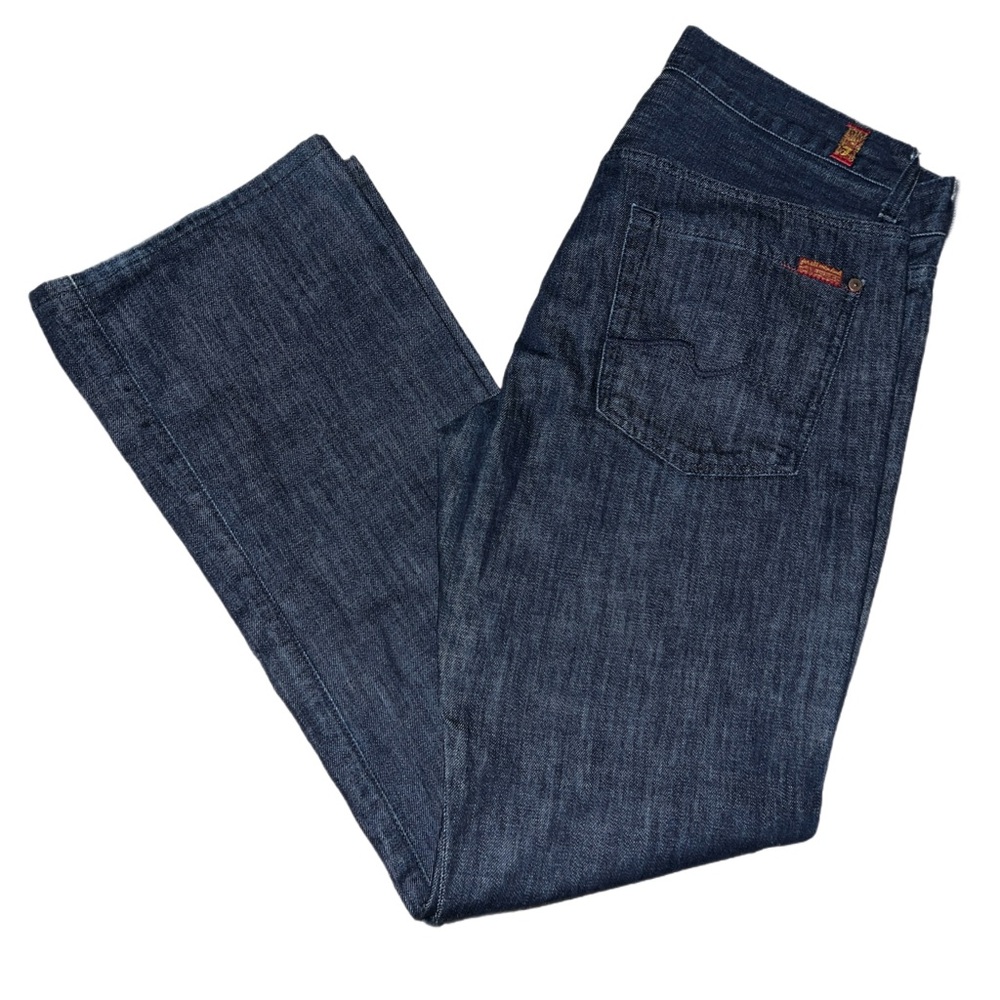 7 For All Mankind Blue Straight-Leg Denim Pants Brett Jean